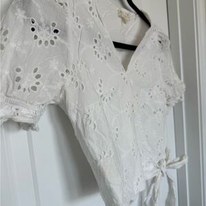 Lulu's White Eyelet Tie-Front Top